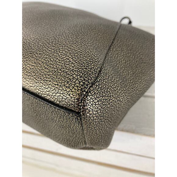 COACH 33736 MEDIUM SIZE GOLD, BLACK LEATHER METALIC HANDBAG - Picture 8 of 12